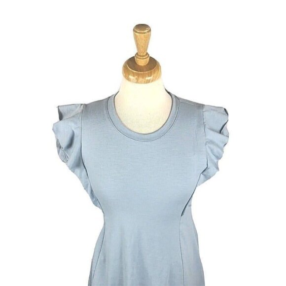Ten Sixty Sherman Girls Knit Dress Light Blue Ruffle Sleeve Size Large NEW - Picture 8 of 10
